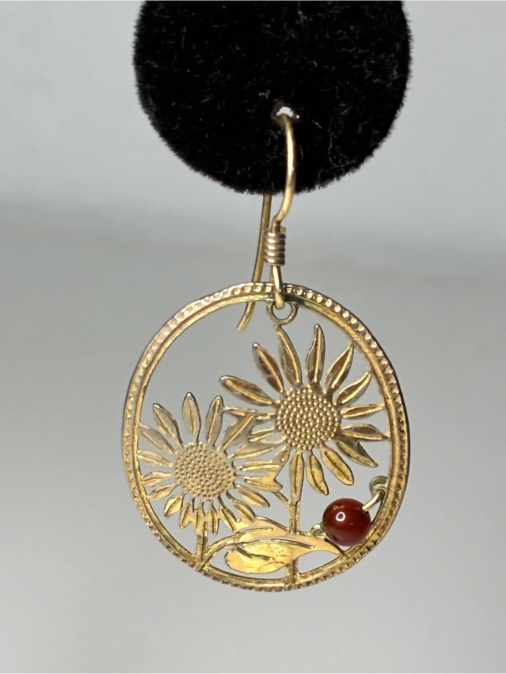 Lot of 2 Signed Dangling Earrings Diamond Cut Eagles  & Golden Beaded Floral EUC